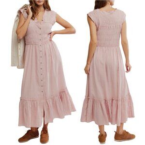Free People Desert Dazed Midi Dress Women's Large Pale Mauve Boho Sleeveless NWT